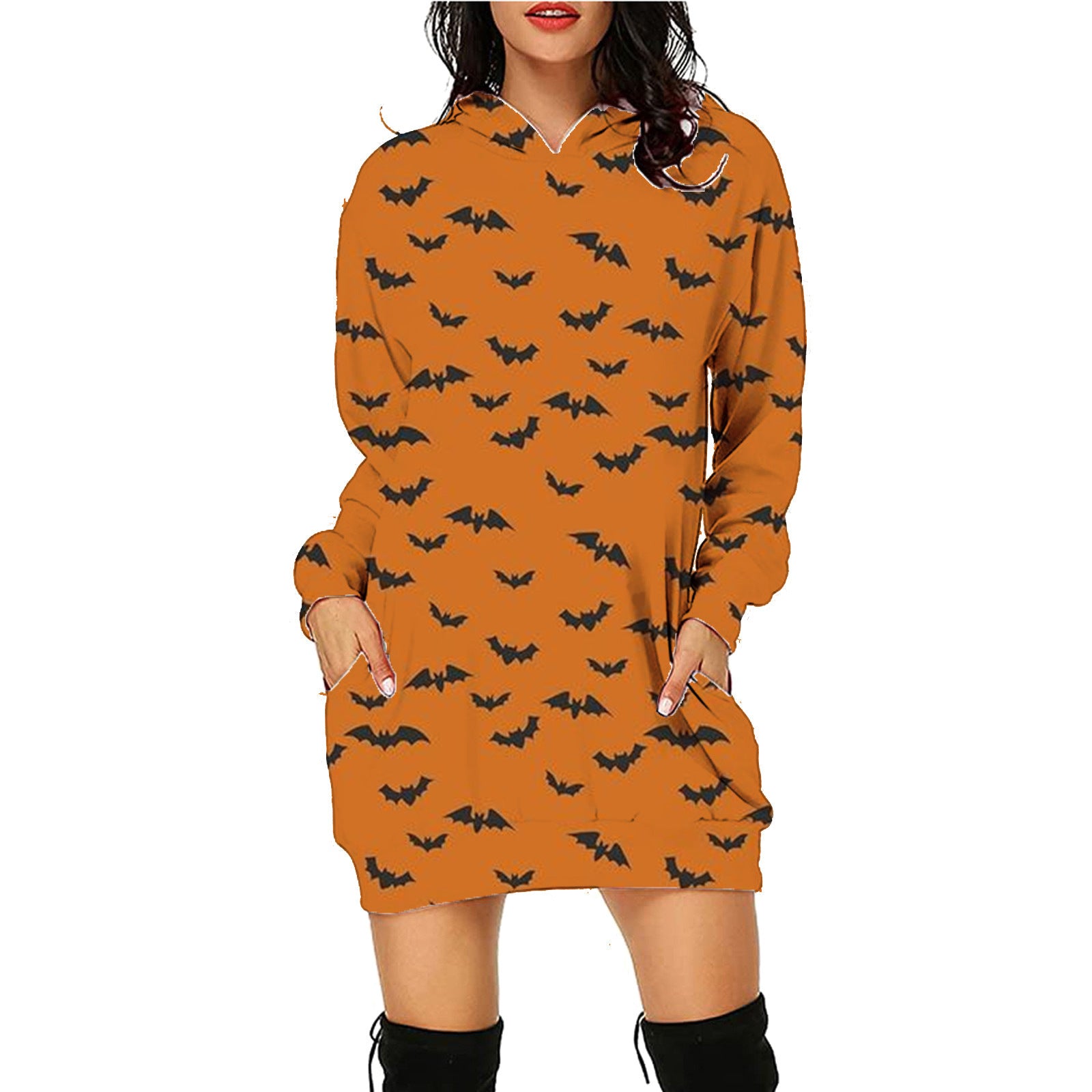 Luxio Fashion Women’s Halloween Print Long Hoodie – Casual Pocket Sweater
