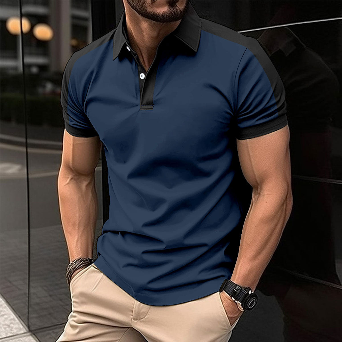 Luxio Fashion Men’s Short Sleeve Business Polo Shirt – Summer Top