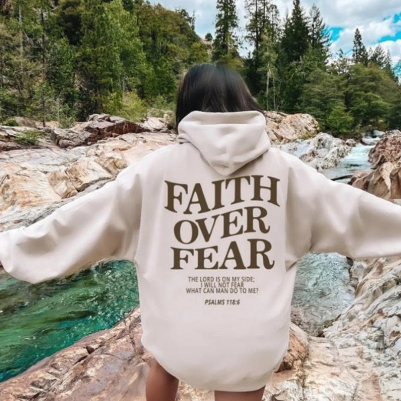 Luxio Fashion Faith Over Fear Christian Hoodie – Unisex Pullover Top