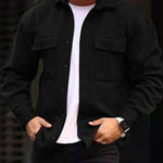 Luxio Fashion Men’s Polo Collar Long Sleeve Coat – Casual Workwear Top