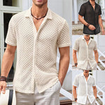 Luxio Fashion Men’s Summer Mesh Lapel Shirt – Short Sleeve Casual Top