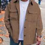 Luxio Fashion Men’s Polo Collar Long Sleeve Coat – Casual Workwear Top