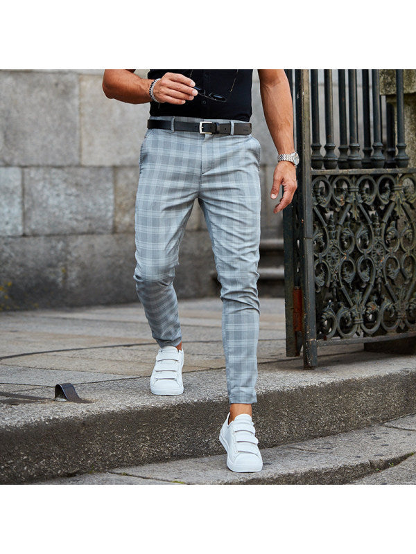 Luxio Fashion Men’s Plaid Print Casual Pants – Loose Fit Trousers