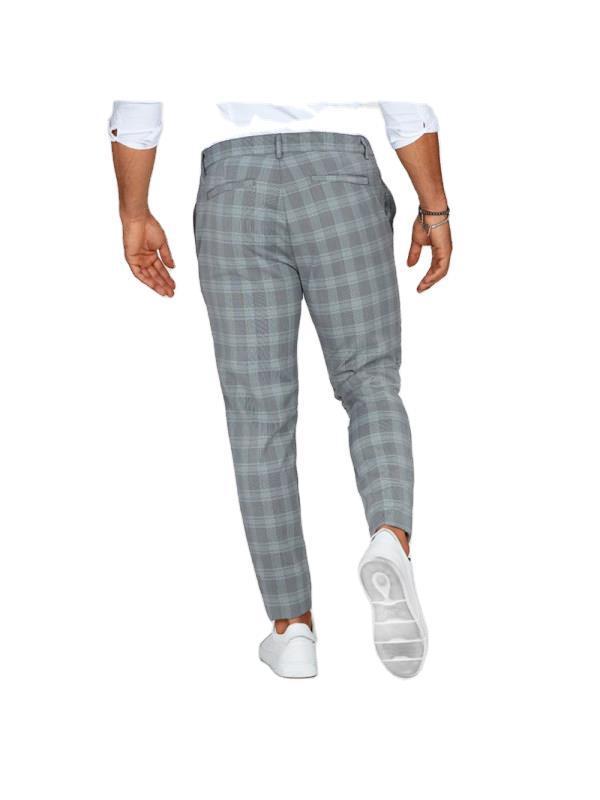 Luxio Fashion Men’s Plaid Print Casual Pants – Loose Fit Trousers