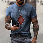 Luxio Fashion Men’s Playing Card Print T-Shirt – Casual Short Sleeve Top