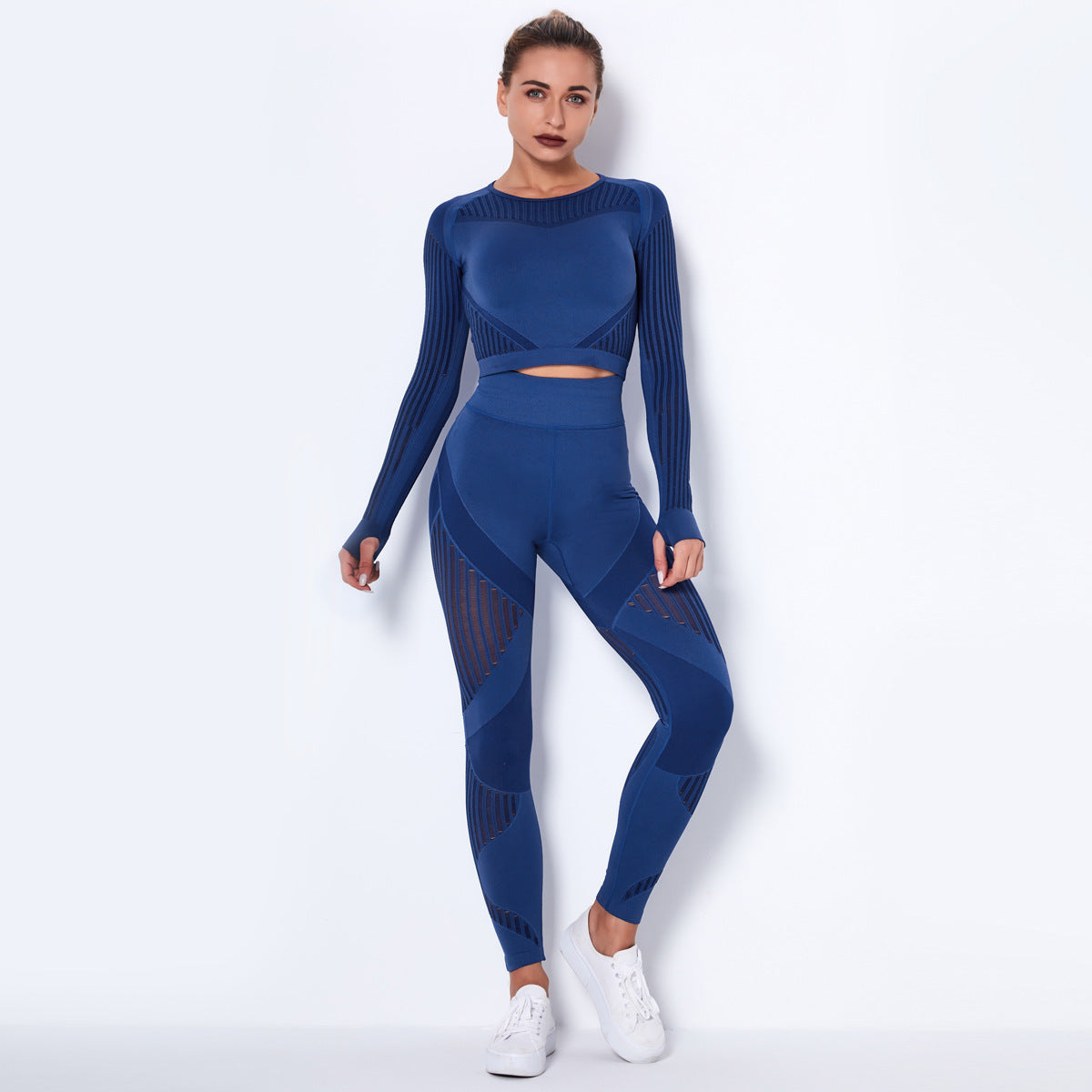 Luxio Fashion Women’s Seamless Knitted Yoga Suit – Long Sleeve Set