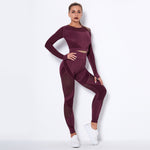Luxio Fashion Women’s Seamless Knitted Yoga Suit – Long Sleeve Set