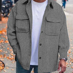 Luxio Fashion Men’s Polo Collar Long Sleeve Coat – Casual Workwear Top