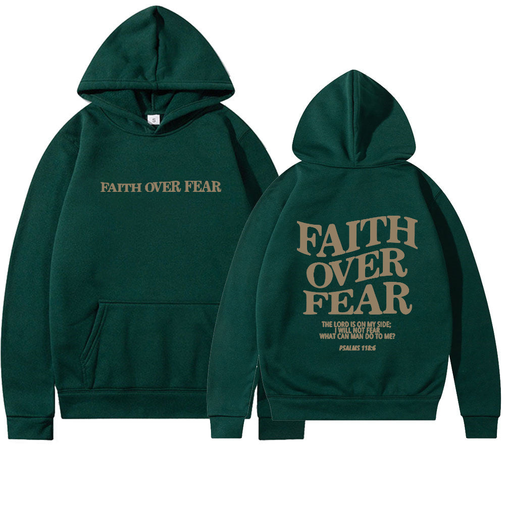 Luxio Fashion Faith Over Fear Christian Hoodie – Unisex Pullover Top