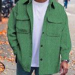 Luxio Fashion Men’s Polo Collar Long Sleeve Coat – Casual Workwear Top