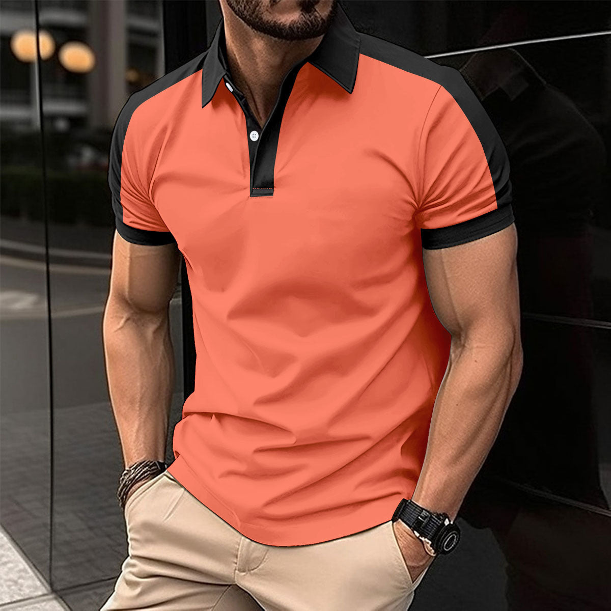 Luxio Fashion Men’s Short Sleeve Business Polo Shirt – Summer Top