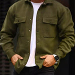 Luxio Fashion Men’s Polo Collar Long Sleeve Coat – Casual Workwear Top