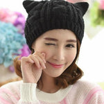 Luxio Fashion Handmade Knitted Cat Ear Beanie – Cute Winter Hat