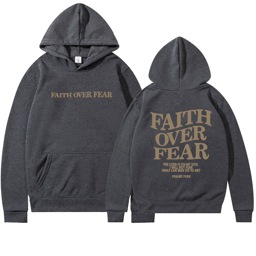 Luxio Fashion Faith Over Fear Christian Hoodie – Unisex Pullover Top