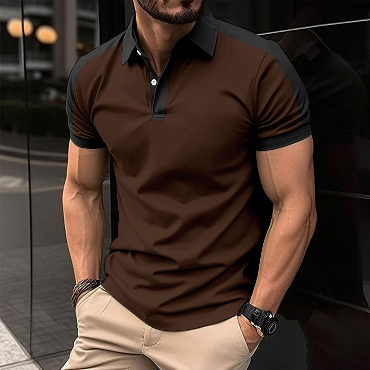 Luxio Fashion Men’s Short Sleeve Business Polo Shirt – Summer Top