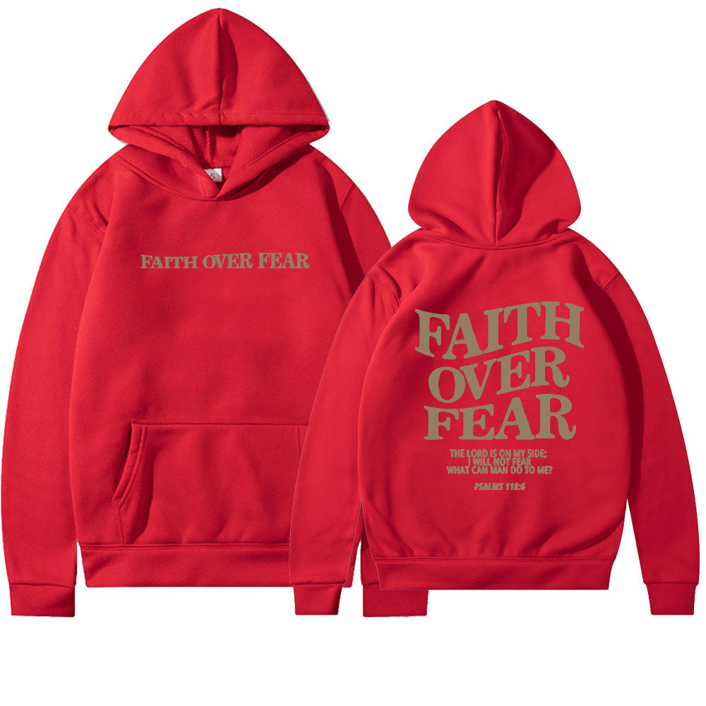 Luxio Fashion Faith Over Fear Christian Hoodie – Unisex Pullover Top