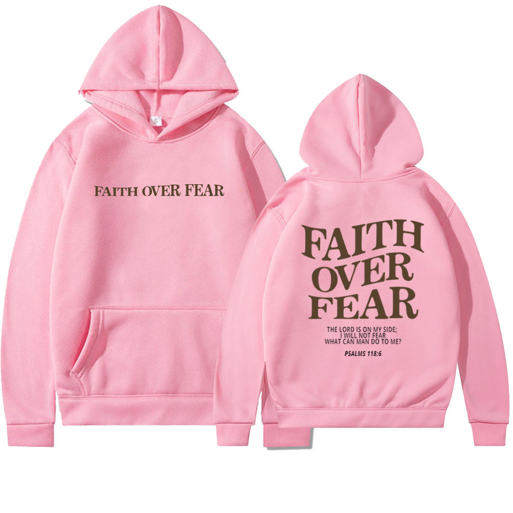 Luxio Fashion Faith Over Fear Christian Hoodie – Unisex Pullover Top