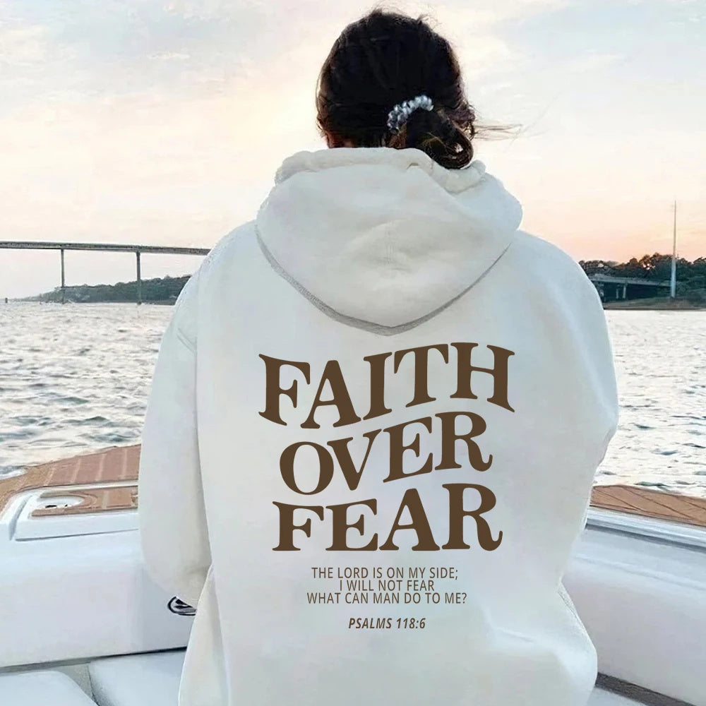 Luxio Fashion Faith Over Fear Christian Hoodie – Unisex Pullover Top