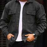 Luxio Fashion Men’s Polo Collar Long Sleeve Coat – Casual Workwear Top