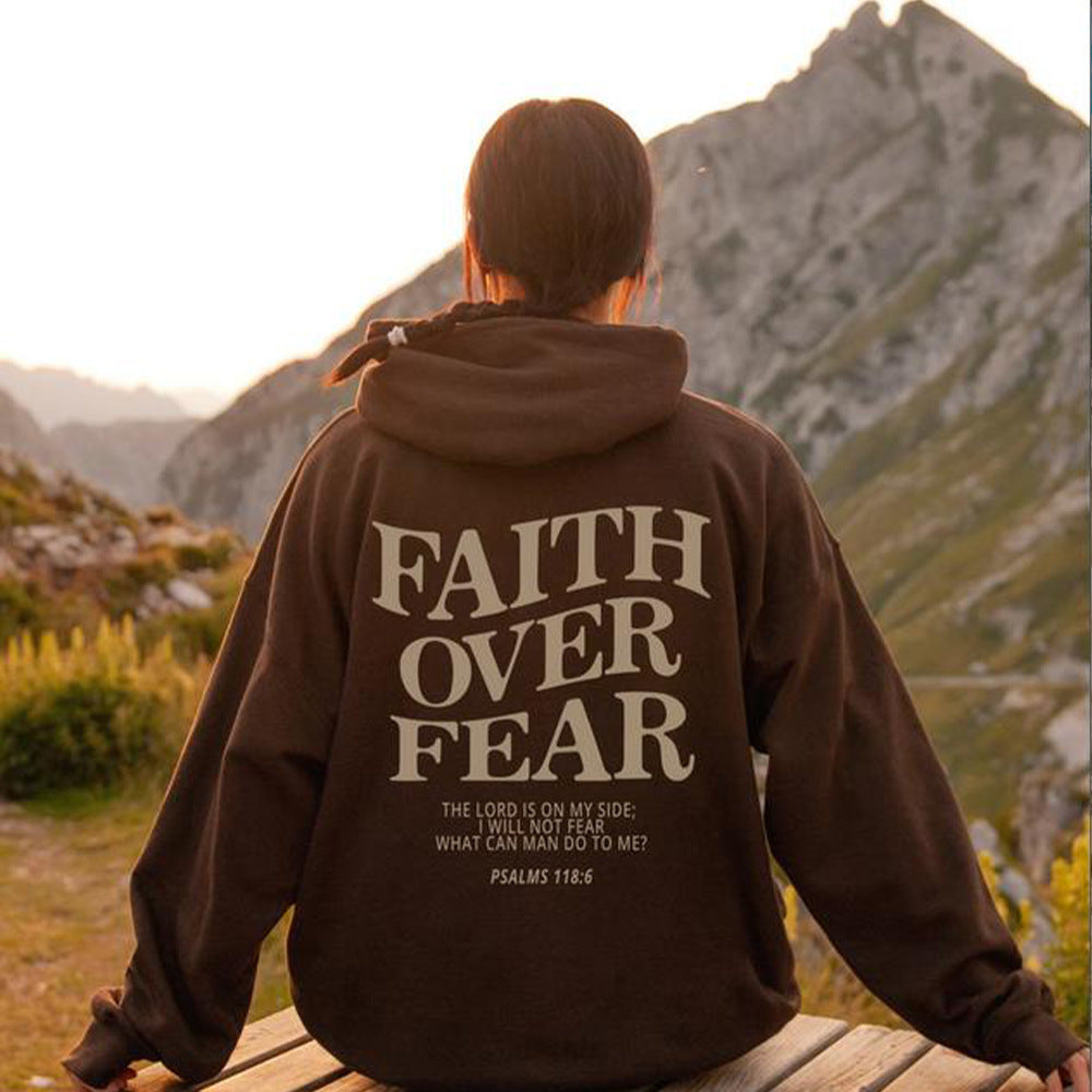 Luxio Fashion Faith Over Fear Christian Hoodie – Unisex Pullover Top
