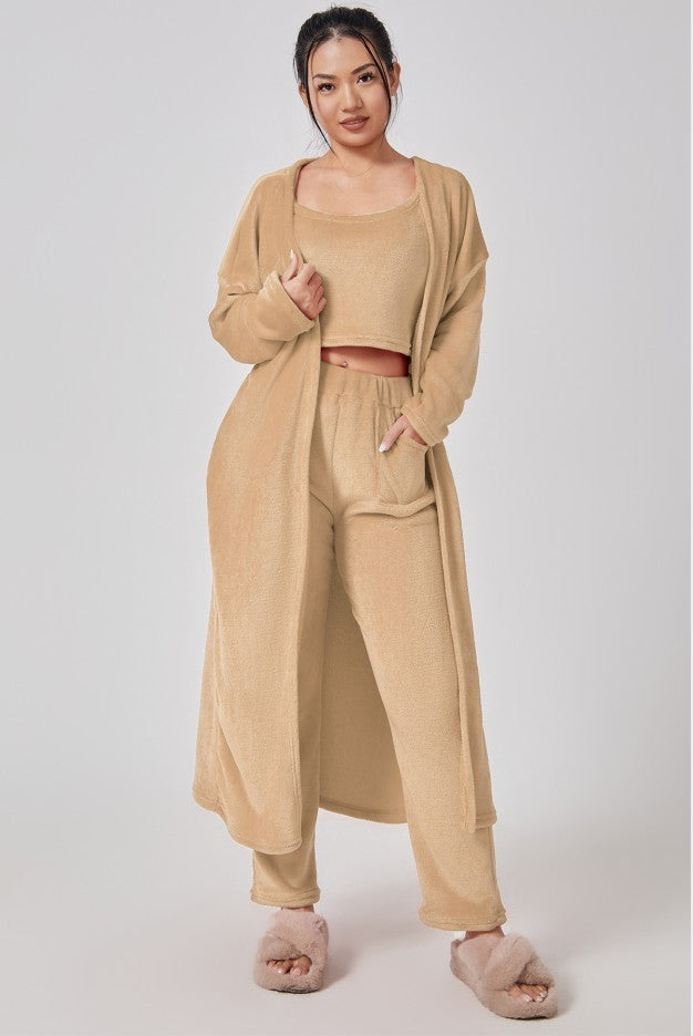 Luxio Fashion Women’s Cozy 3 Piece Pajama Lounge Set – Warm Wear