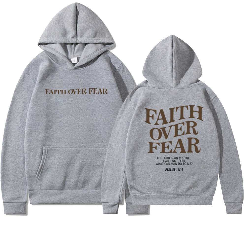 Luxio Fashion Faith Over Fear Christian Hoodie – Unisex Pullover Top