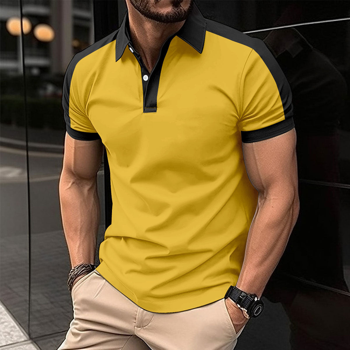 Luxio Fashion Men’s Short Sleeve Business Polo Shirt – Summer Top