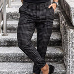 Luxio Fashion Men’s Plaid Print Casual Pants – Loose Fit Trousers
