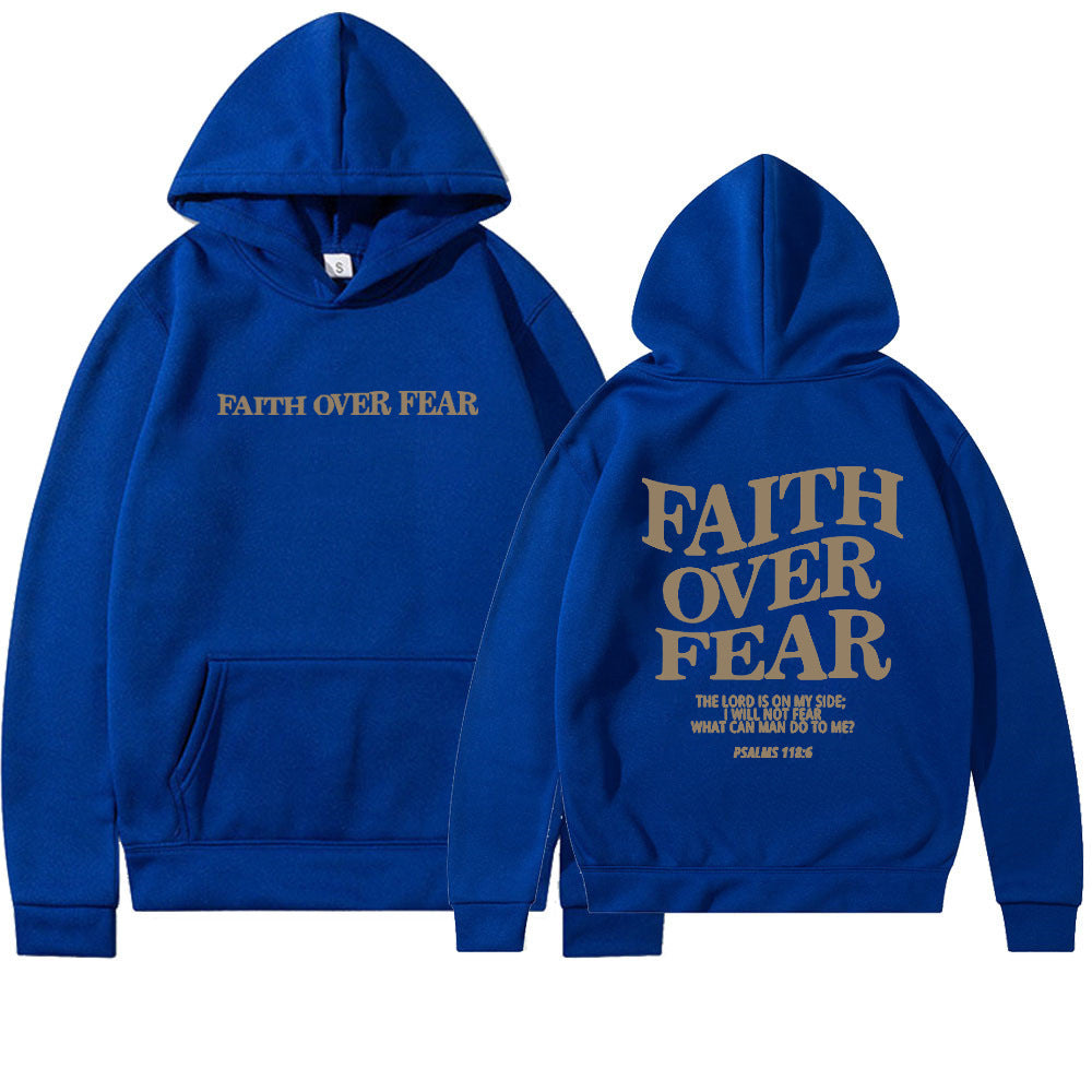 Luxio Fashion Faith Over Fear Christian Hoodie – Unisex Pullover Top